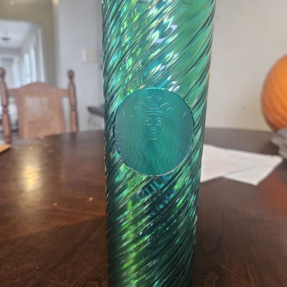 Starbucks Green Art Glass Vase